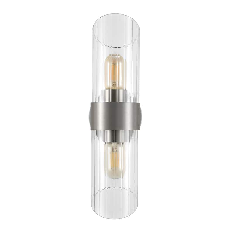 SAFAVIEH Lighting Eytan 2-light 6-inch Glass Wall Sconce with Bulbs (Set of 2) - 6.3 in. W x 4.8 in. D x 16.5 in. H