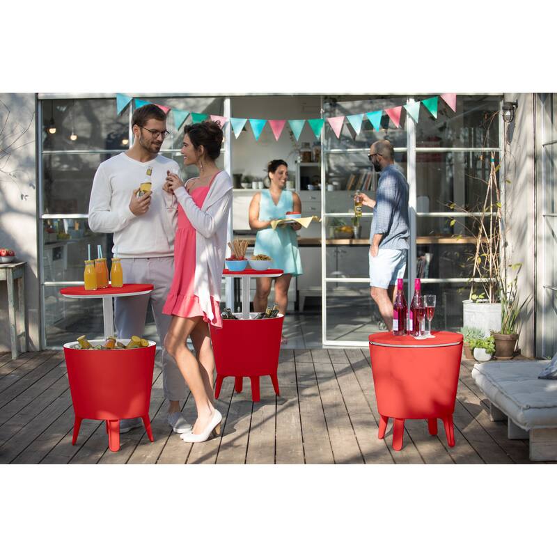 Keter Cool Bar Indoor Outdoor Patio Beverage Cooler and Bar Pop-Up Side Table