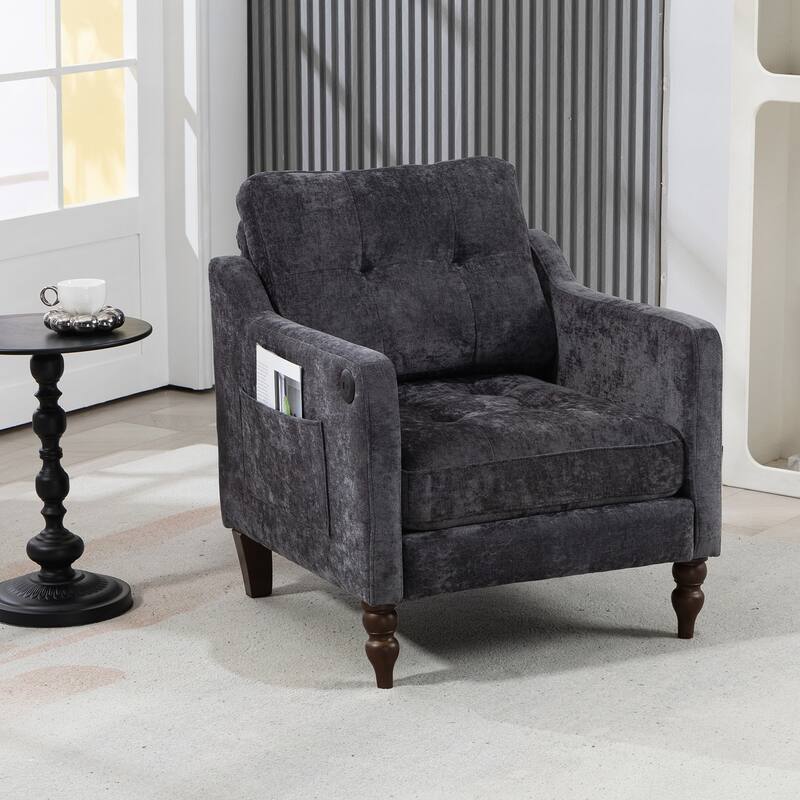 Accent Comfy Chenille Chair w/USB charging port