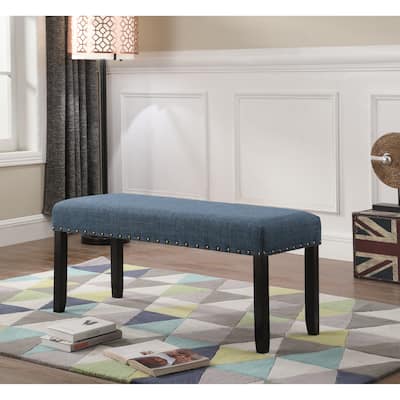 Roundhill Furniture Biony Fabric Dining Bench with Nailhead Trim