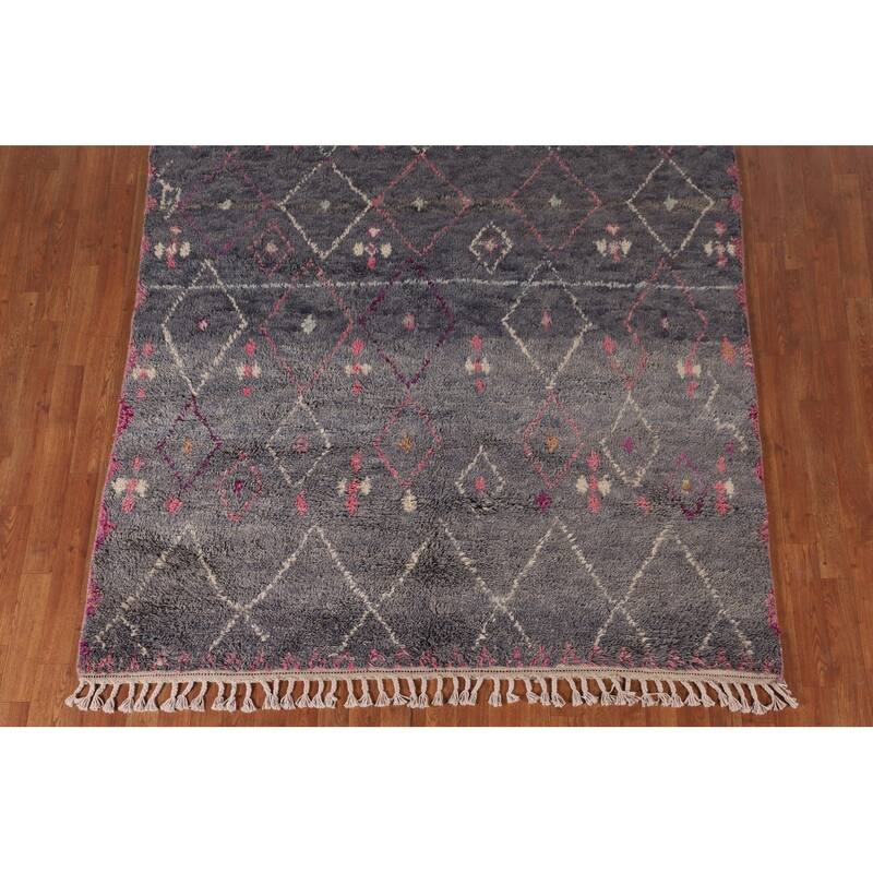 Plush Moroccan Area Rug Handmade Wool Carpet - 6'2" x 9'11"