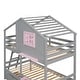 preview thumbnail 10 of 23, Playhouse-inspired Style Twin over Twin Bunk Bed with 2 Drawers, 1 Storage Box, 1 Shelf, Window and Roof-Gray