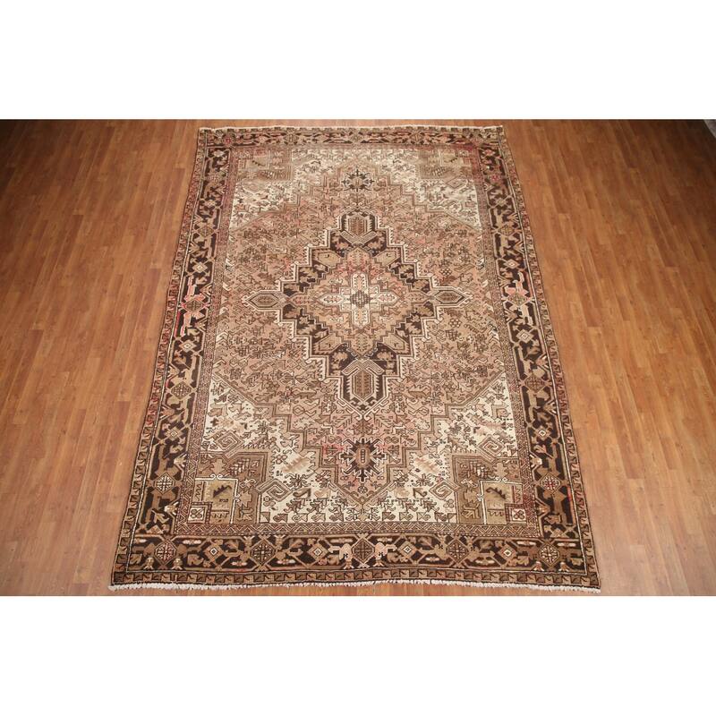 Hand Knotted Oriental 100% Wool Carpet Traditional Medallion Pink Heriz Area Rug - 11' 5'' X 8' 4''