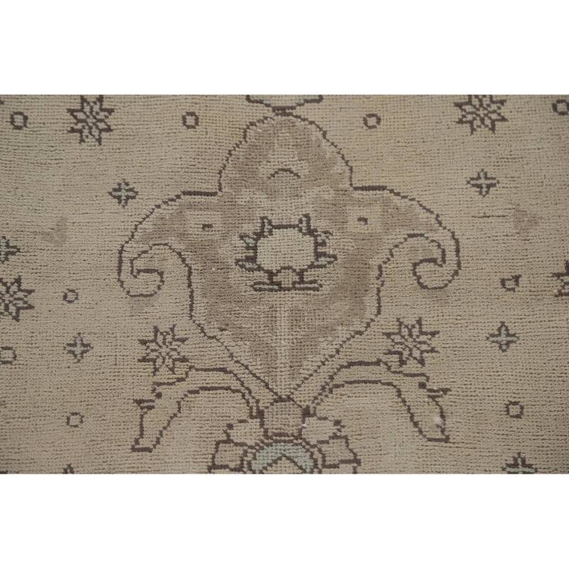 Hand Knotted Oriental 100% Wool Carpet Traditional Medallion Beige & Ivories Tabriz Area Rug - 9' 9'' X 6' 5''
