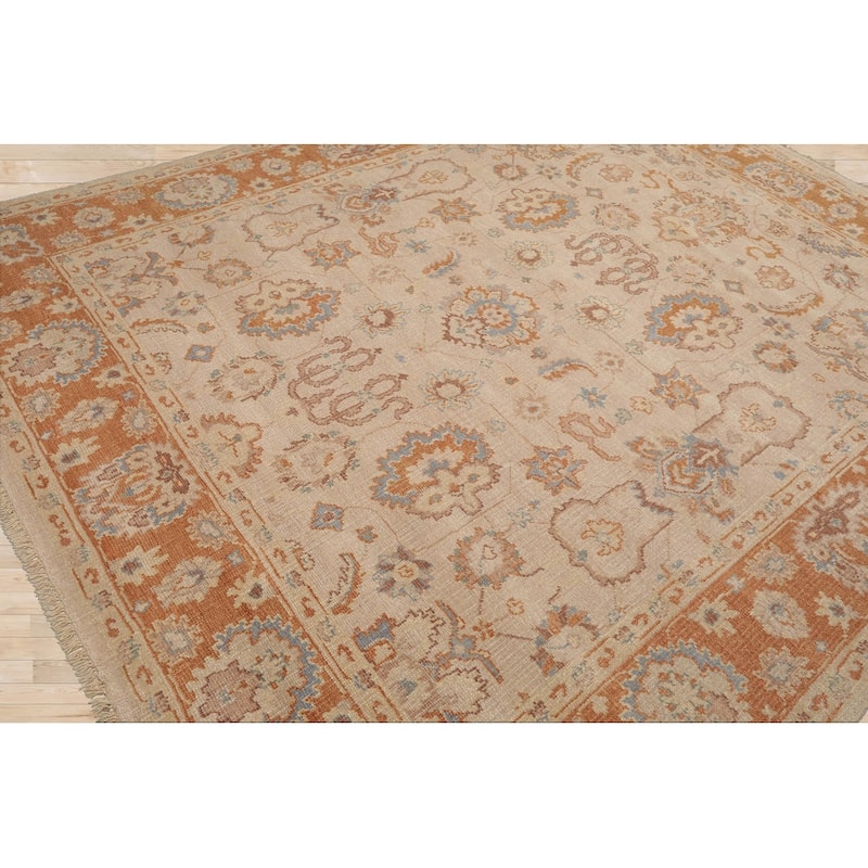 LoomBloom 8'2''x9'9" Traditional Oushak Wool Oriental Area Rug in Tan - 8' 2'' x 9' 9''