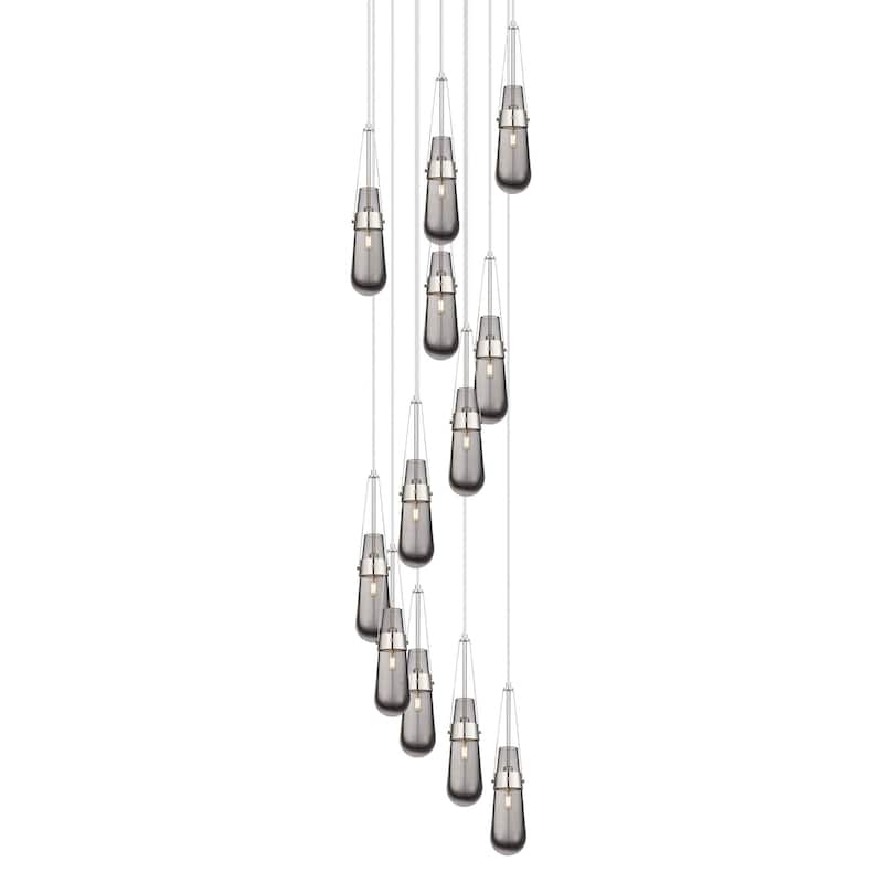 Innovations Lighting 126-452-1P-21-24 Milan Pendant Milan 12 Light 24" - Polished Nickel / Light Smoke