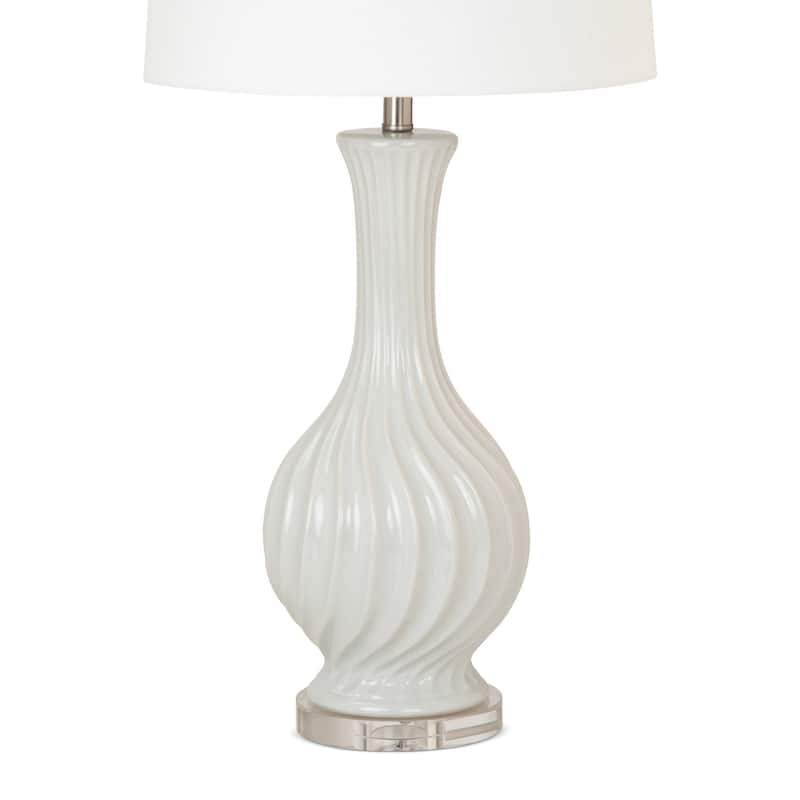 HomeRoots Set of 2 Light Gray Curved Ceramic Table Lamps