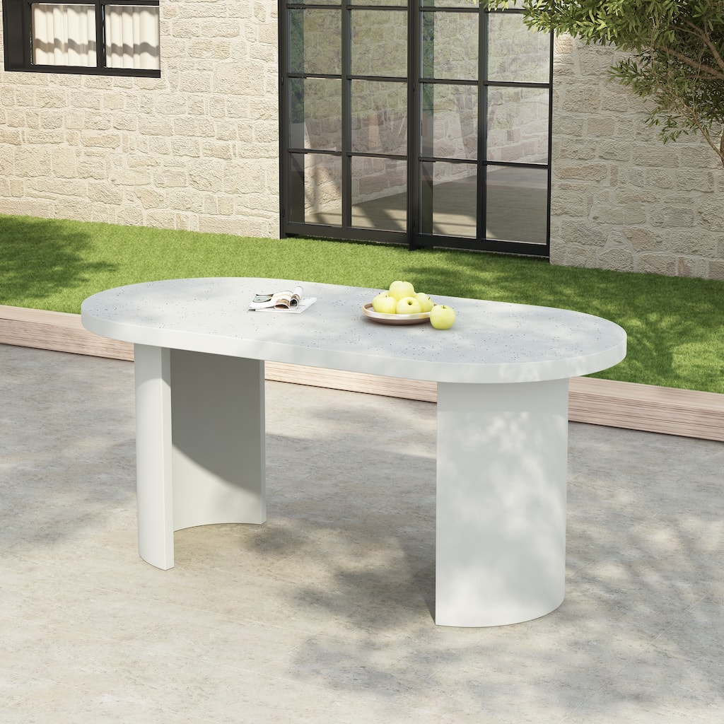 Christopher Knight Home - Eulalia Handcrafted Outdoor Concrete Dining Table with Modern Legs