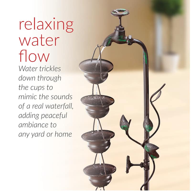 36-inch 6 Hanging Cup Tier Layered Floor Fountain