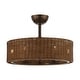 preview thumbnail 4 of 6, 24" Rustic 3-Blade Rattan Cage Ceiling Fan Chandelier with Remote