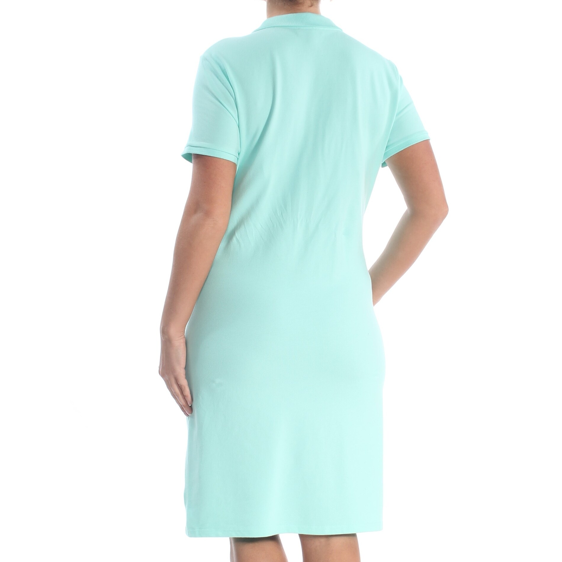 aqua collared lace shift dress