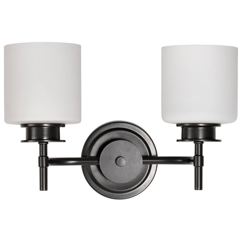 Warren 2 Light Vanity Gun Metal with Satin White Glass - Gun Metal