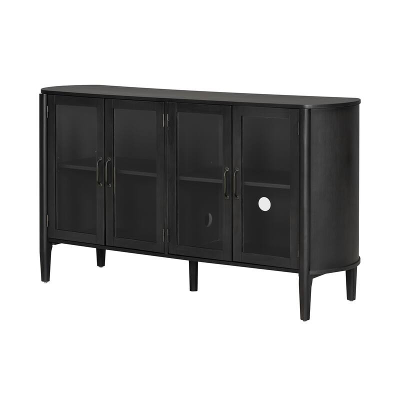 4-Door Wood Storage Cabinet Buffet Sideboard with Shelves, Modern Display Cabinet with Glass Doors, Accent Console Table
