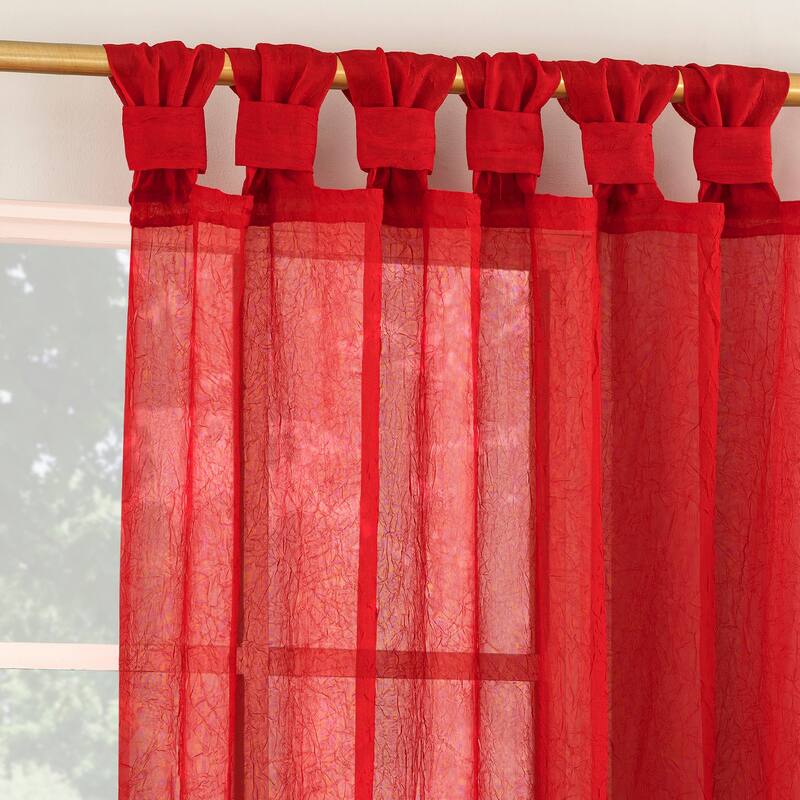 No. 918 Krista Holiday Twist Tab Sheer Tab Top 1-Piece Curtain Panel, Single Panel