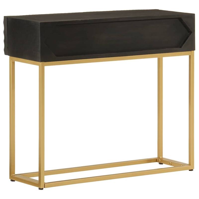vidaXL Console Table Black Solid mango wood and iron Console Table - 11.8 x 35.4 x 29.9 in