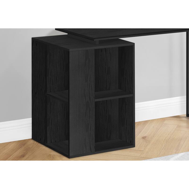 Computer Desk, Home Office, Left, Right Set-up, Storage Shelves, 55"l, Work, Laptop, Black Laminate - Black