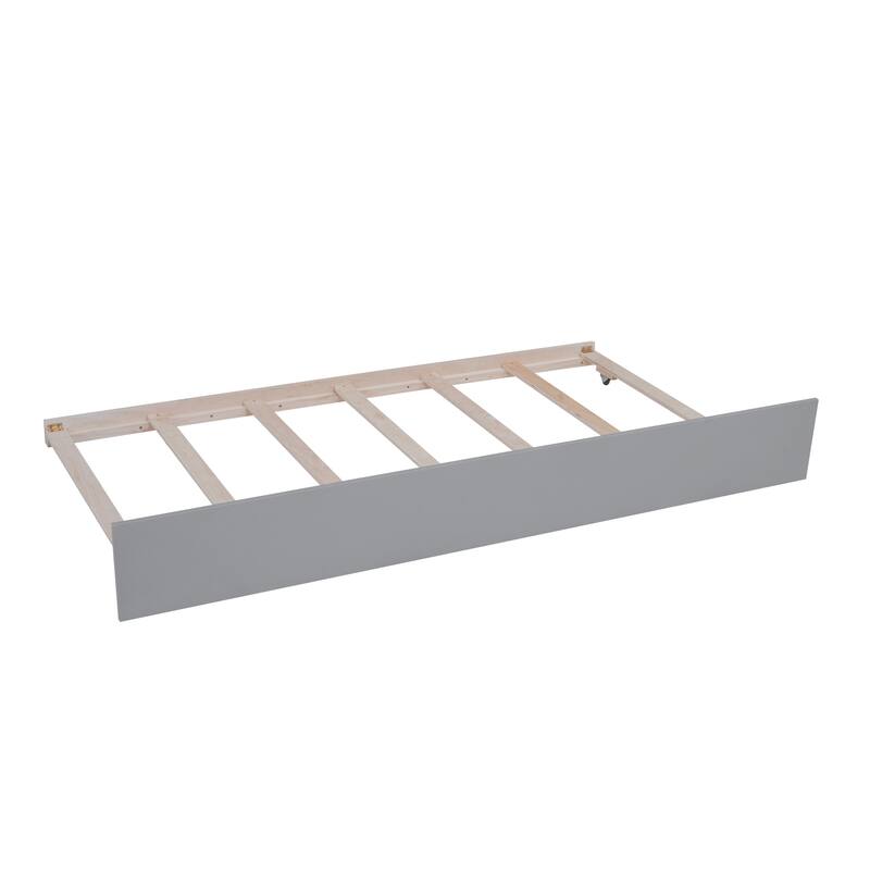 Pine House Bed with Trundle, Guardrail & Roof