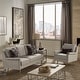preview thumbnail 4 of 9, Cade Grey Fabric Accent Chair with Gold Metal Legs by iNSPIRE Q Modern