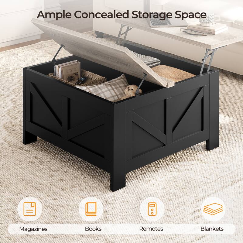 Yaheetech Square Lift-Top Coffee Table with Hidden Compartments for Living Room