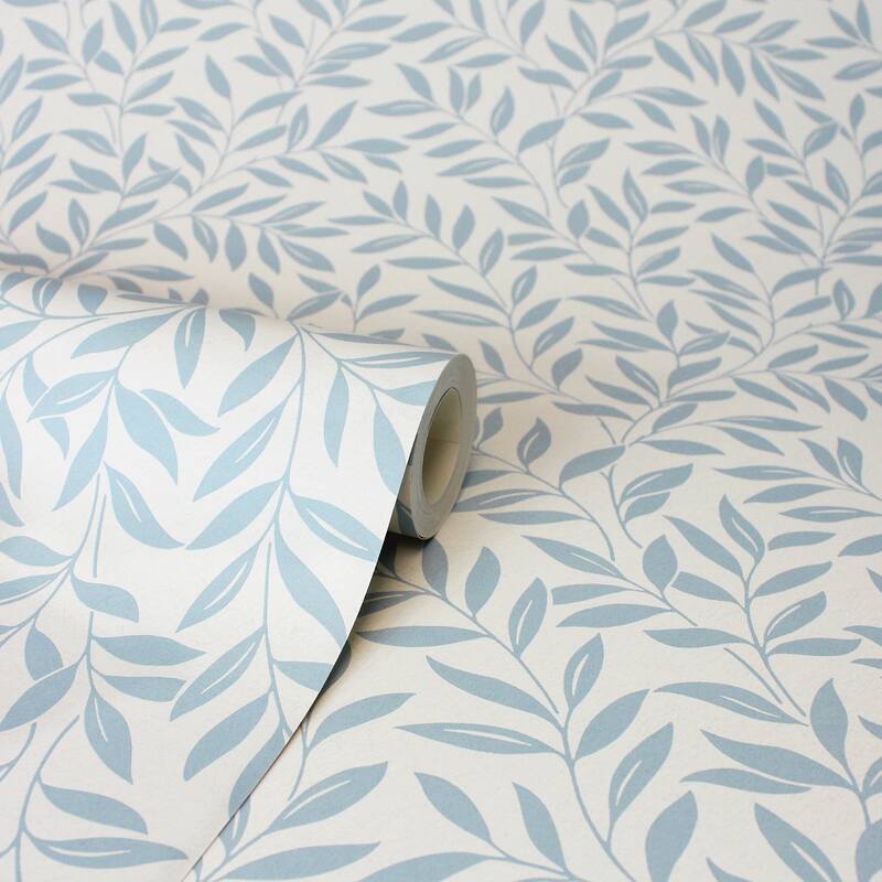 Fine Decor Marin Blue Leaf Trail Wallpaper