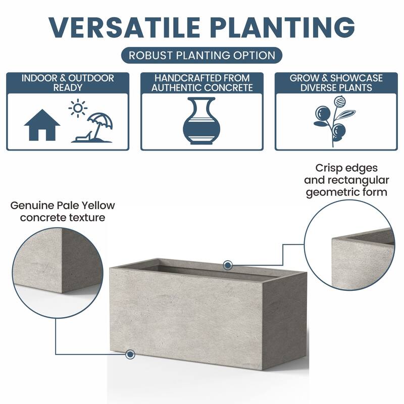 Tall Concrete Rectangle Plant Boxes / Large Indoor and Outdoor Flower Planters