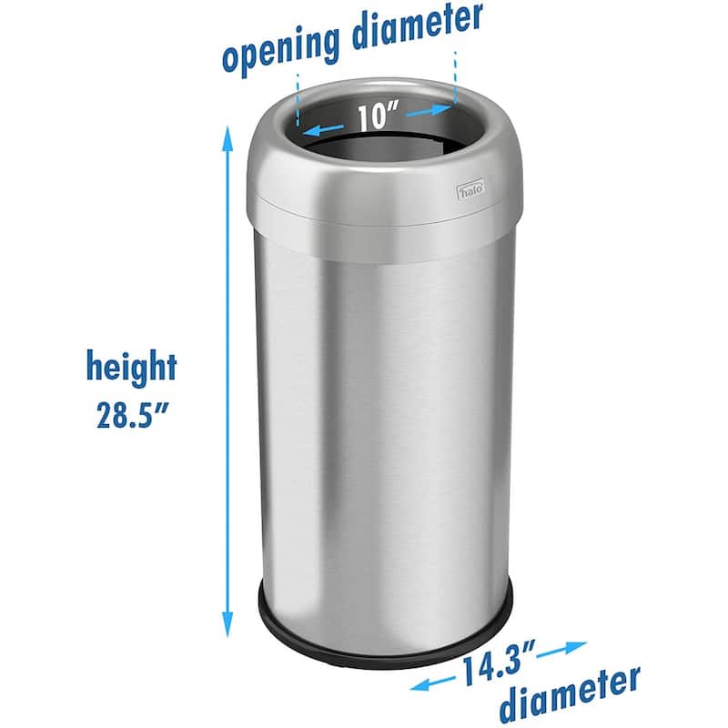 Halo 16 Gal Stainless Steel Rectangular Open Top Trash Can