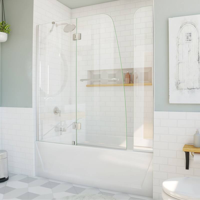 DreamLine Aqua 56-60 in. W x 58 in. H Hinged Tub Door with Extender Panel - 56" - 60" W - 56" - 60" W