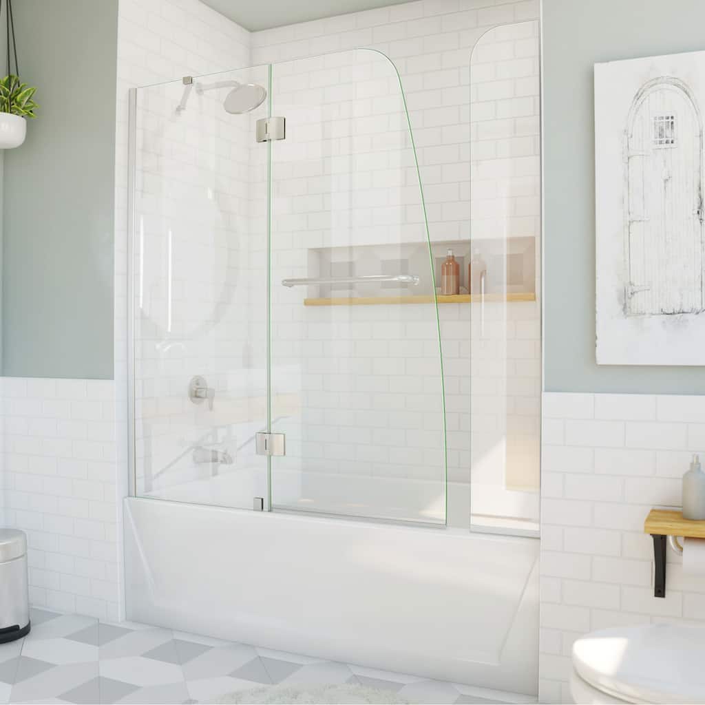 DreamLine Aqua 56-60 in. W x 58 in. H Hinged Tub Door with Extender Panel - 56" - 60" W - 56" - 60" W