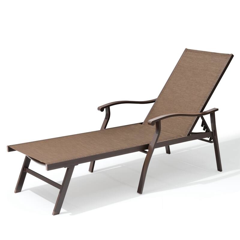 Pellebant Outdoor Patio Aluminum Adjustable Chaise Lounge Chair