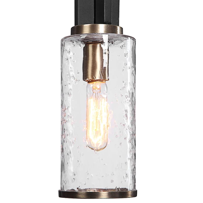 1-Light Meteor Shower Glass Ceiling Pendant - 23.25" - Black and Clear
