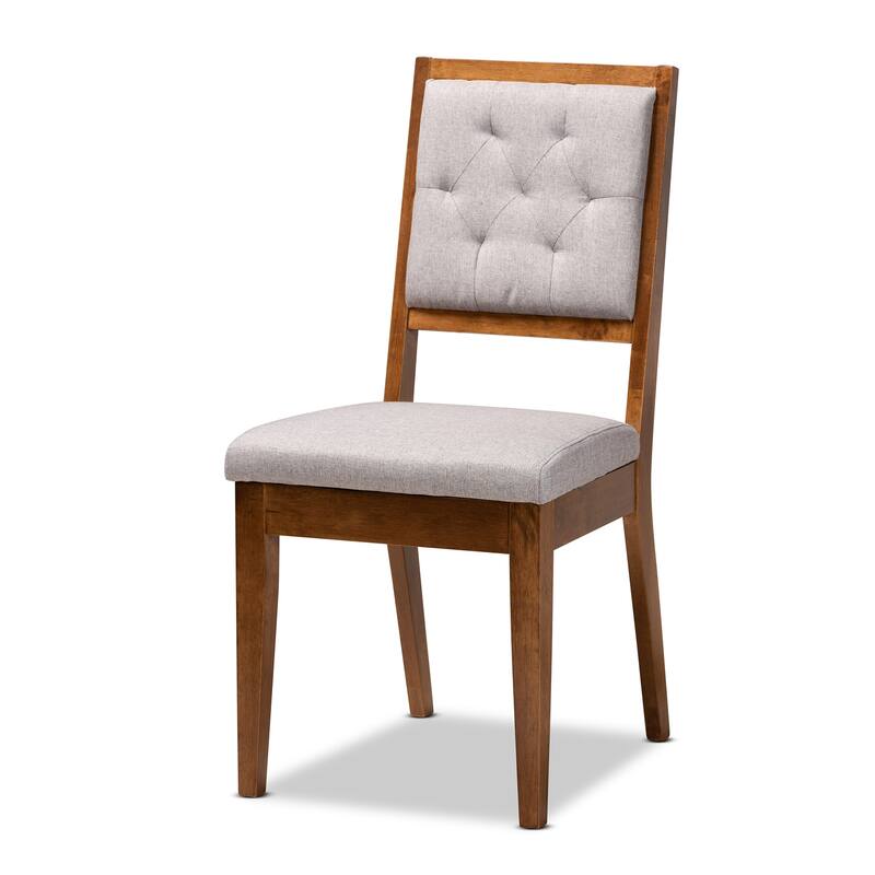 7 Piece Dining Set Fabric Upholstered Chairs Wood Table Modern Dining Room Set