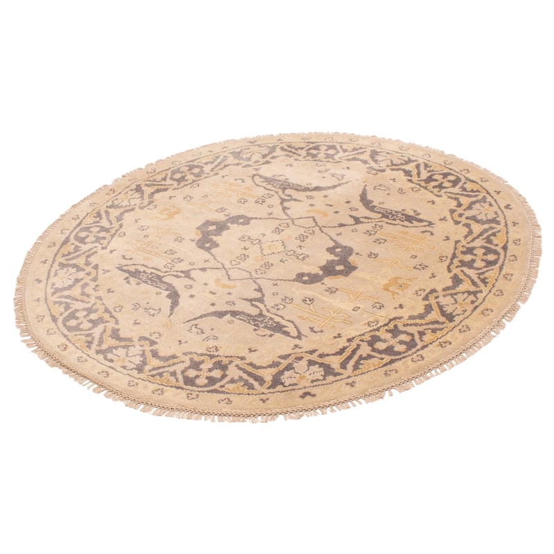 ECARPETGALLERY Hand-knotted Royal Oushak Light Khaki Wool Rug - 5'10 x 5'10
