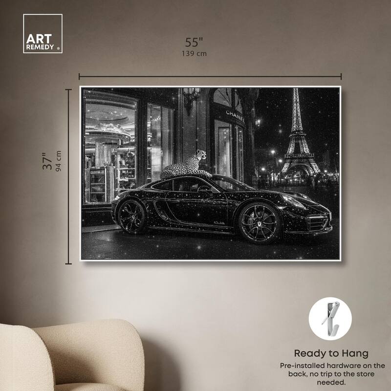 Glistening Cheetah and Car Canvas by Art Remedy