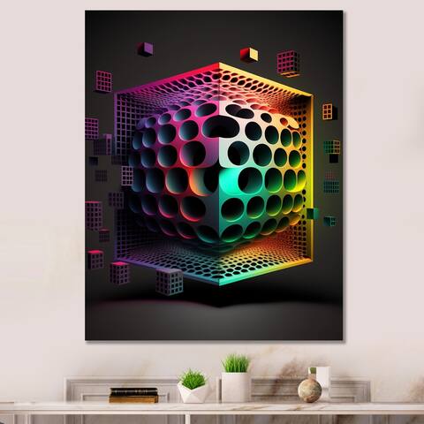 Designart 'Multidimensional Luminogram I' Modern Geometric Metal Wall Art