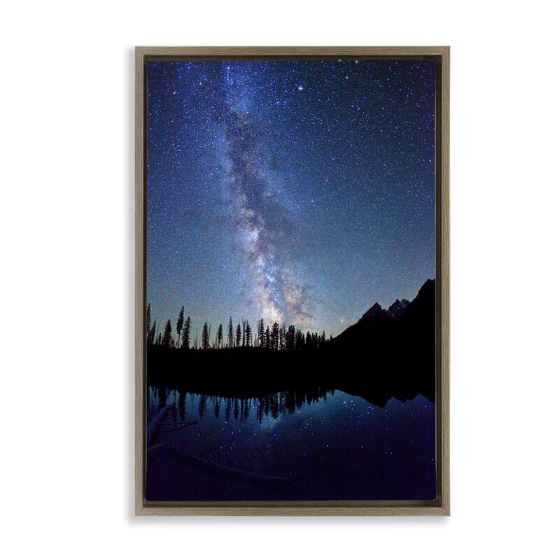 Stupell Nebula Reflection in Lake Framed Floater Canvas Wall Art Design By Royce Bair - 17 x 25 - Brown