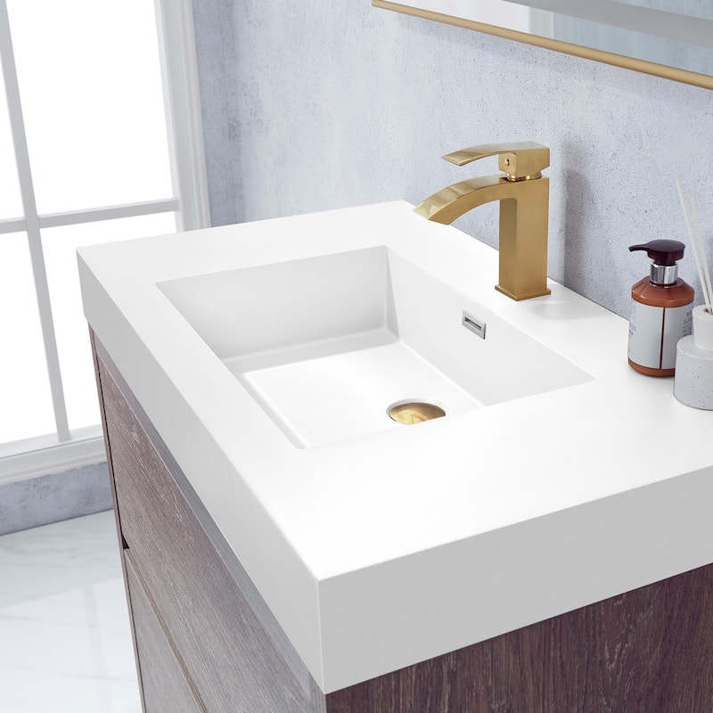 Huesca 36" Single Bath Vanity with White Stone Sink Top without Mirror