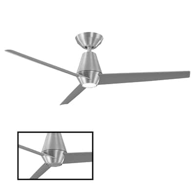 Slim Indoor and Outdoor 3-Blade Smart Ceiling Fan 52in with 3000K LED Light Kit and Remote Control with Wall Cradle