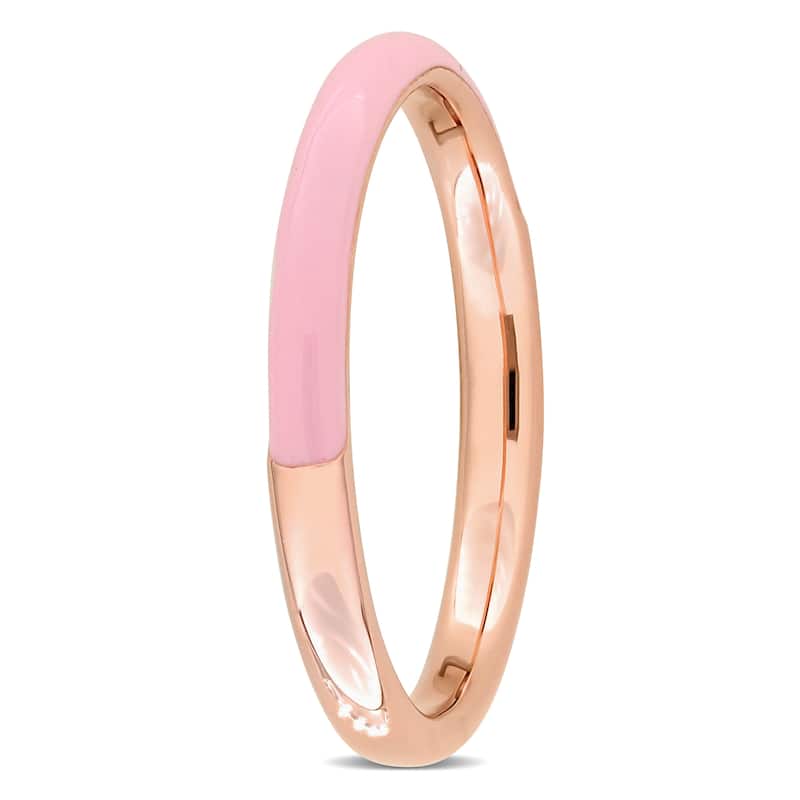 Miadora Casual Pink Enamel Band Ring in Rose Silver