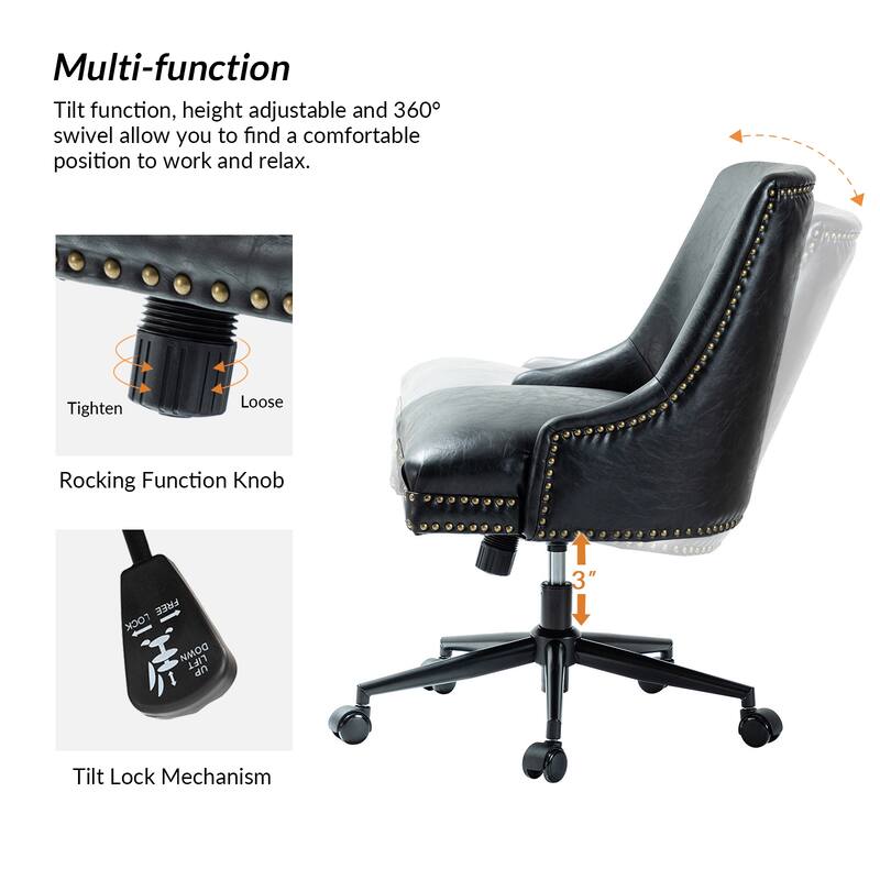 Sonia Modern Faux Leather Task Chair with Height-adjustable by HULALA HOME