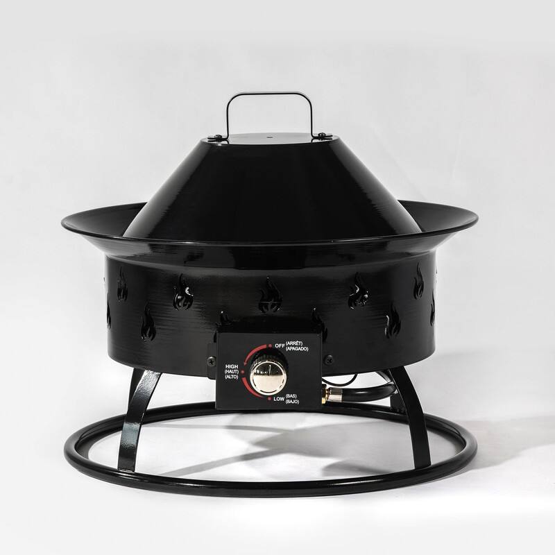 19" Propane Gas Fire Pit, 50000 BTU Round Steel Fire Pit for Outside Patio Deck Garden Backyard-Black