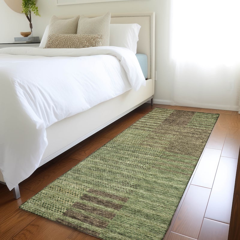Premium Washable Super Soft Geo Stripe Mayfield Rug - Mocha - 2'3" x 7'6"