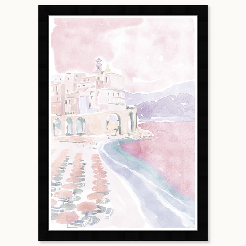 Wynwood Studio Coastal Coral Beach Framed Beachfront Coastal Prints - 15 x 21 - Black