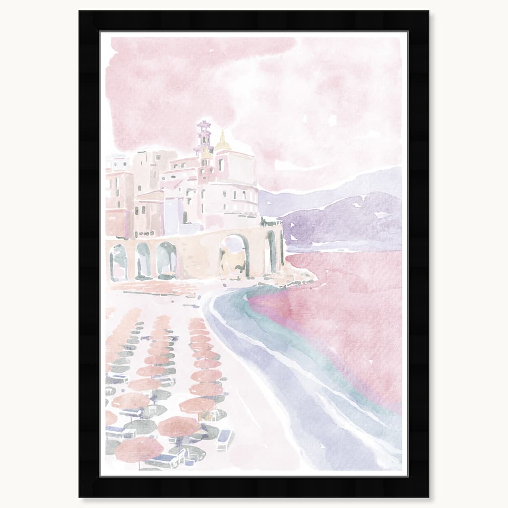 Wynwood Studio Coastal Coral Beach Framed Beachfront Coastal Prints