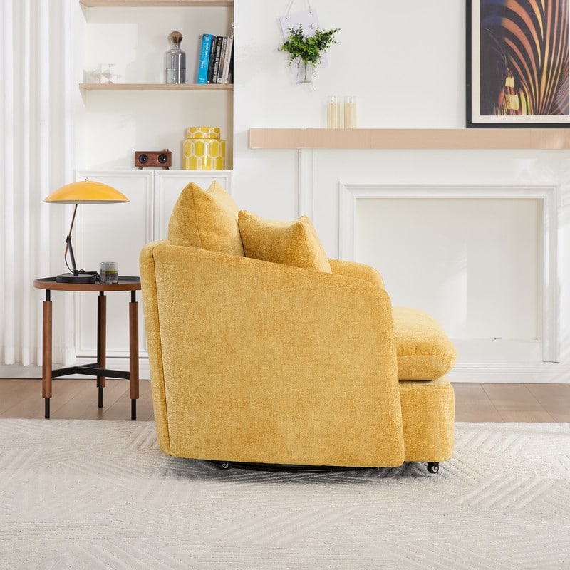 46" Chenille Upholstered Sofa Swivel Chair