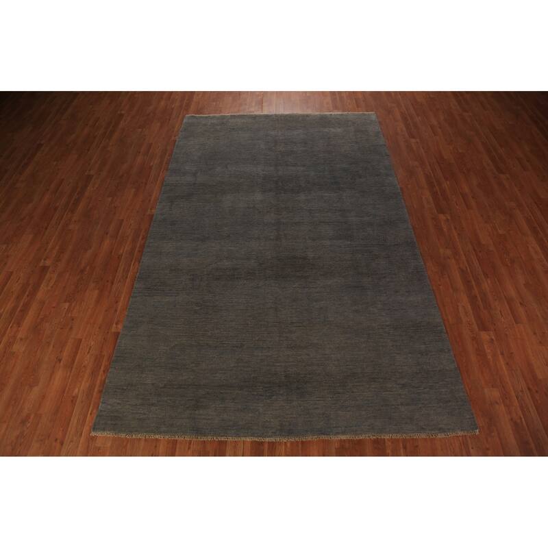 Gray Gabbeh Modern Area Rug Hand-Knotted Wool Carpet - 6'4" x 9'10"