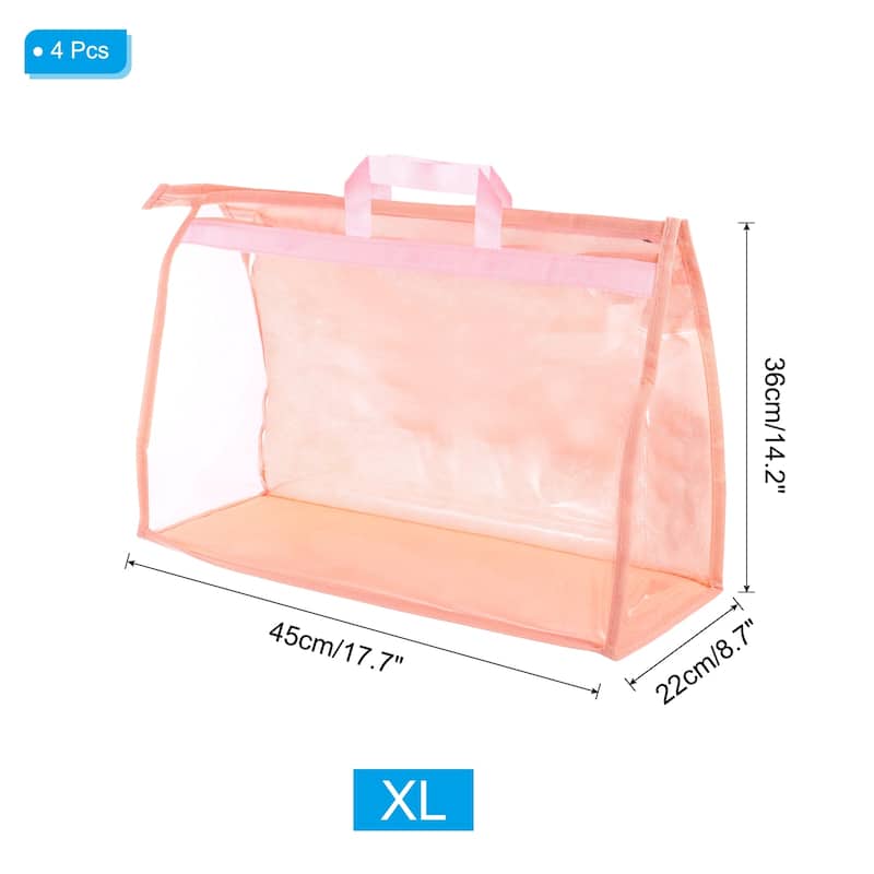 Handbag Dust Bags, 4 Pack Clear Purse Storage Organizer XL Size, Pink - Pink
