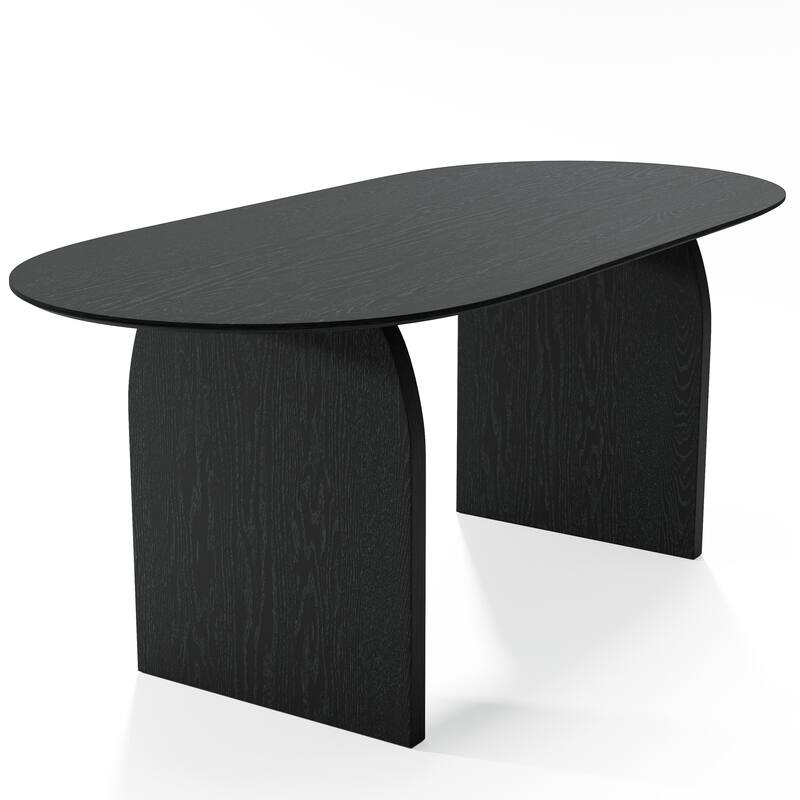 Solid Wood Dining Table with Arched Legs Oval Kitchen Table for Dining Room