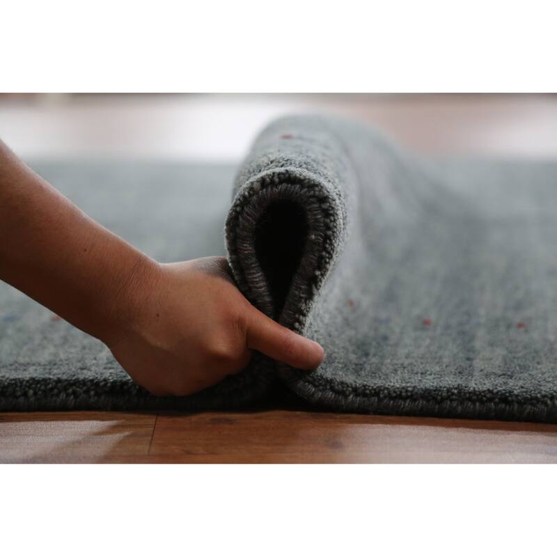 Hand Knotted Oriental 100% Wool Carpet Tribal Animal Pictorial Greys & Charcoal Gabbeh Area Rug - 7' 6'' X 5' 5''