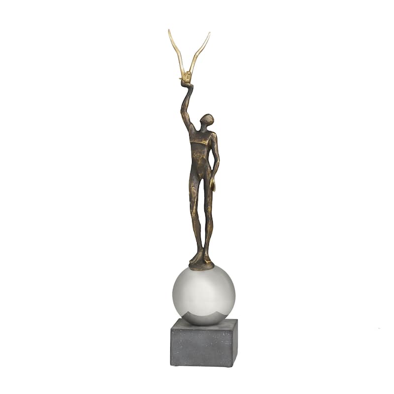 Polystone People Decorative Sculpture with Stainless Steel Accents - Silver - Roche River Decor