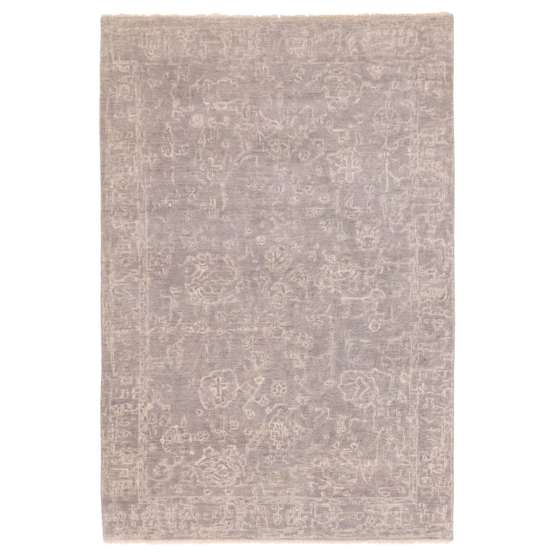 ECARPETGALLERY Hand-knotted Finest Oushak Dark Grey Wool Rug - 5'11 x 8'10